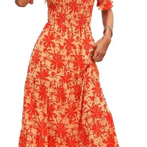 Floral Orange Maxi Dress